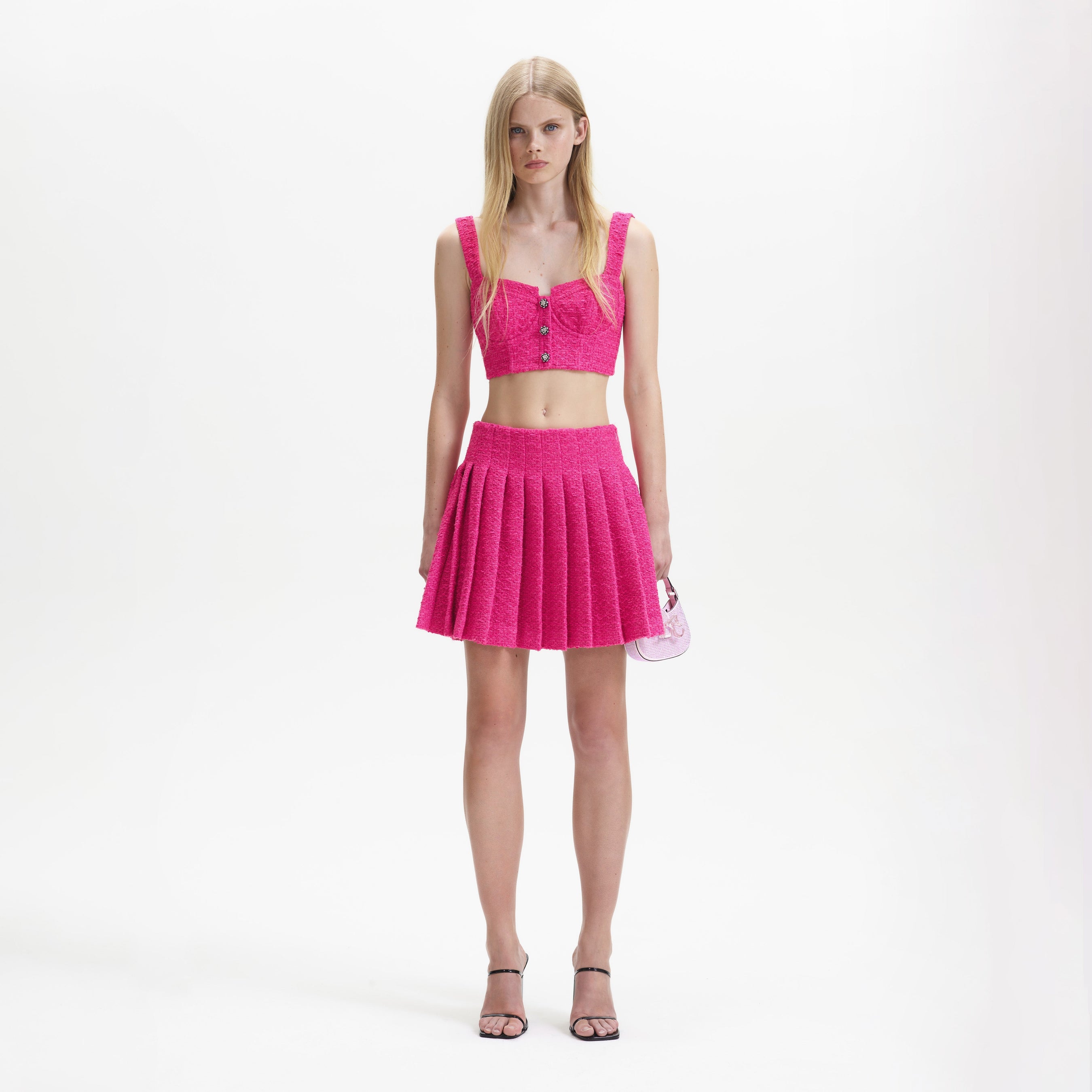 Fuchsia Boucle Crop Top