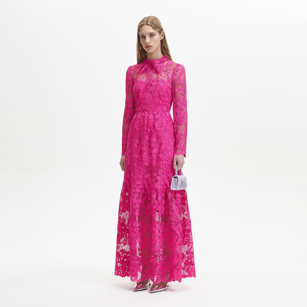 Pink Lace Maxi Dress – self-portrait