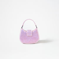 Pink Rhinestone Crescent Bow Micro Bag