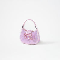 Pink Rhinestone Crescent Bow Micro Bag