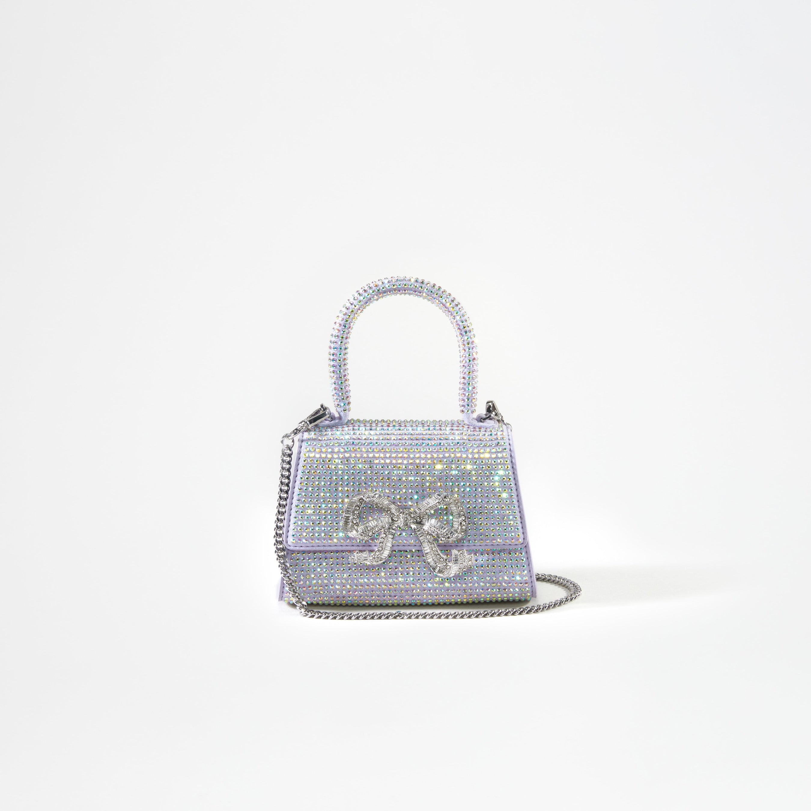 Purple Rhinestone Bow Micro Bag