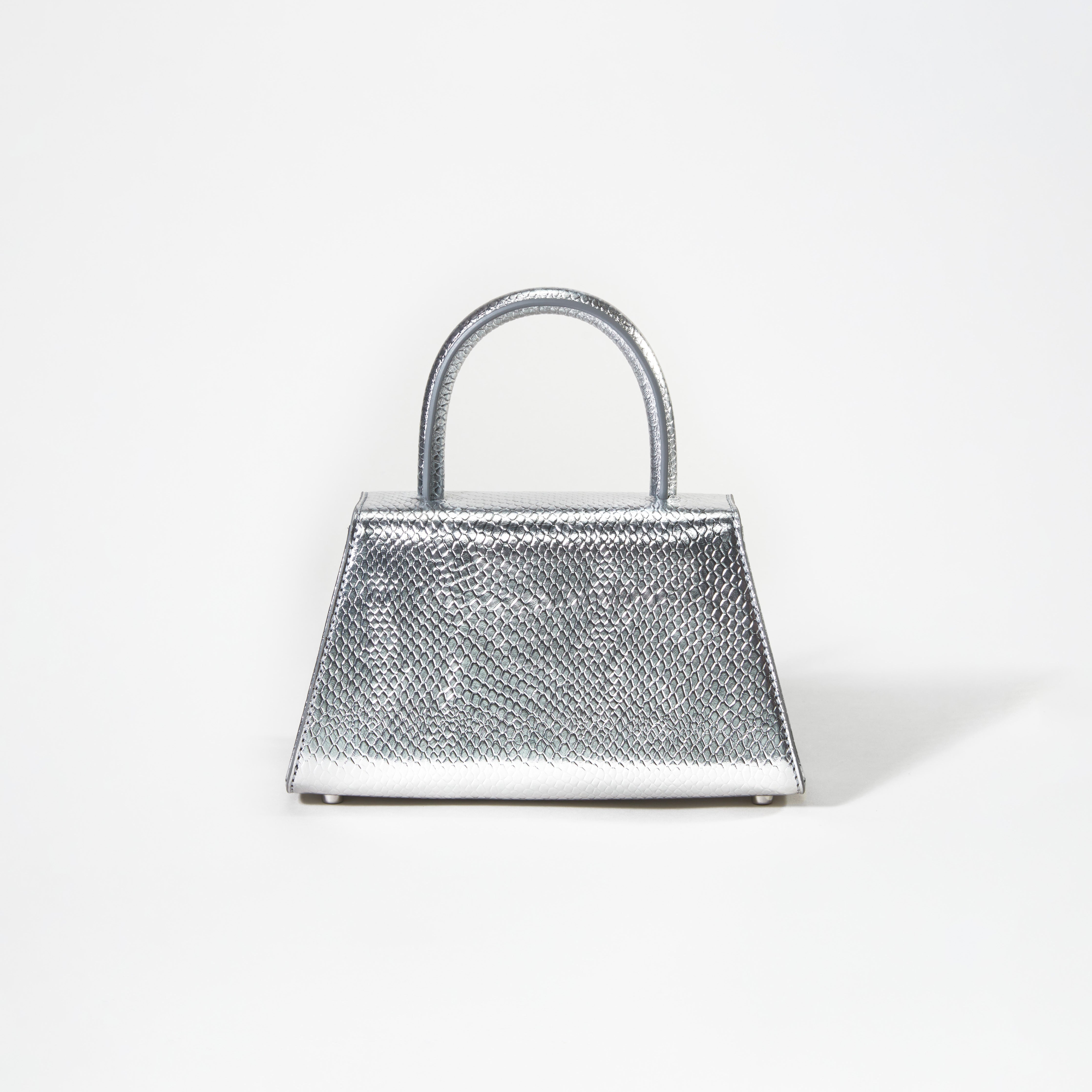 Silver Python Diamante Bow Mini Bag self portrait