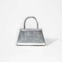 Silver Python Diamante Bow Mini Bag