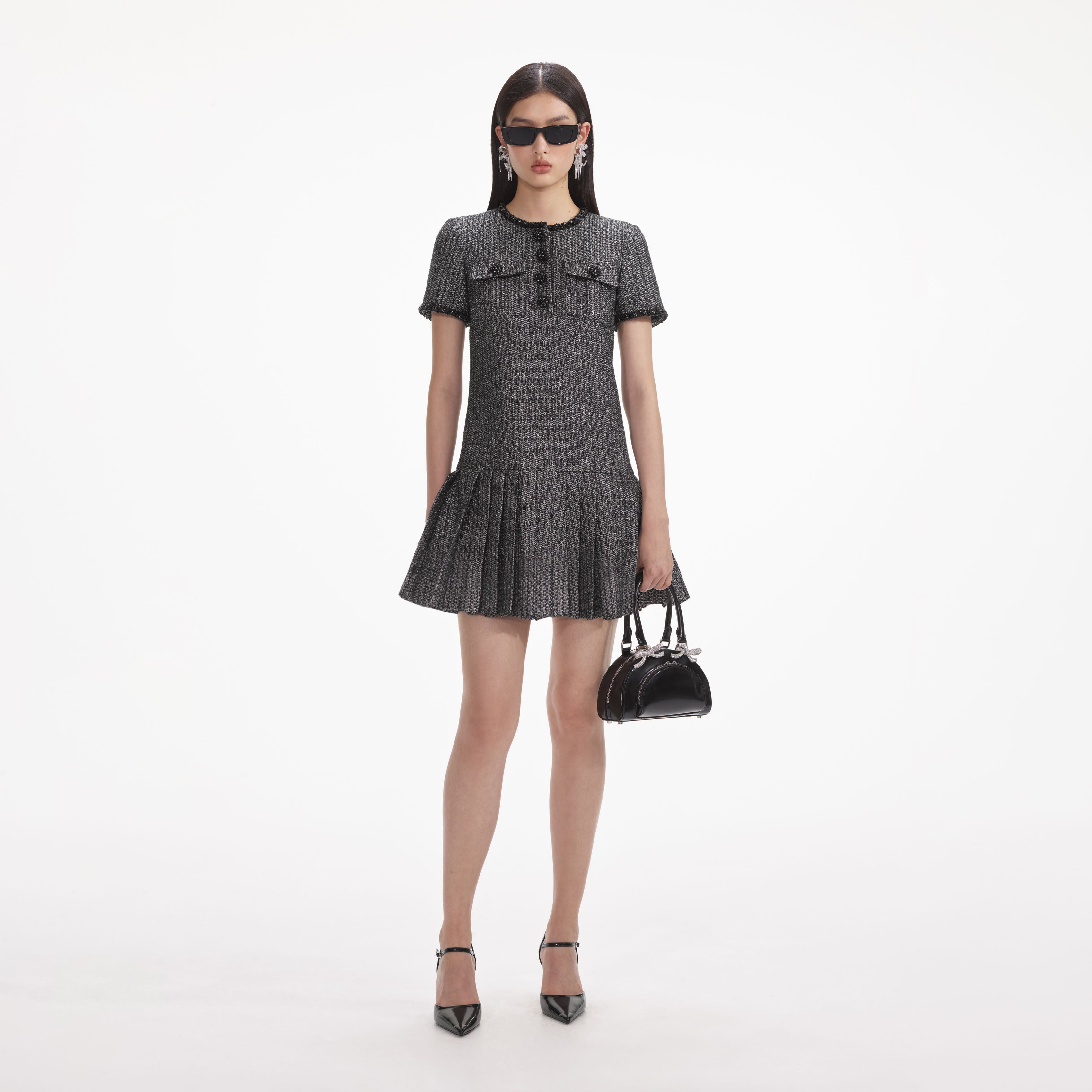 Metallic Boucle Mini Dress – self-portrait