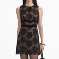 Black Lace Velvet Bow Mini Dress