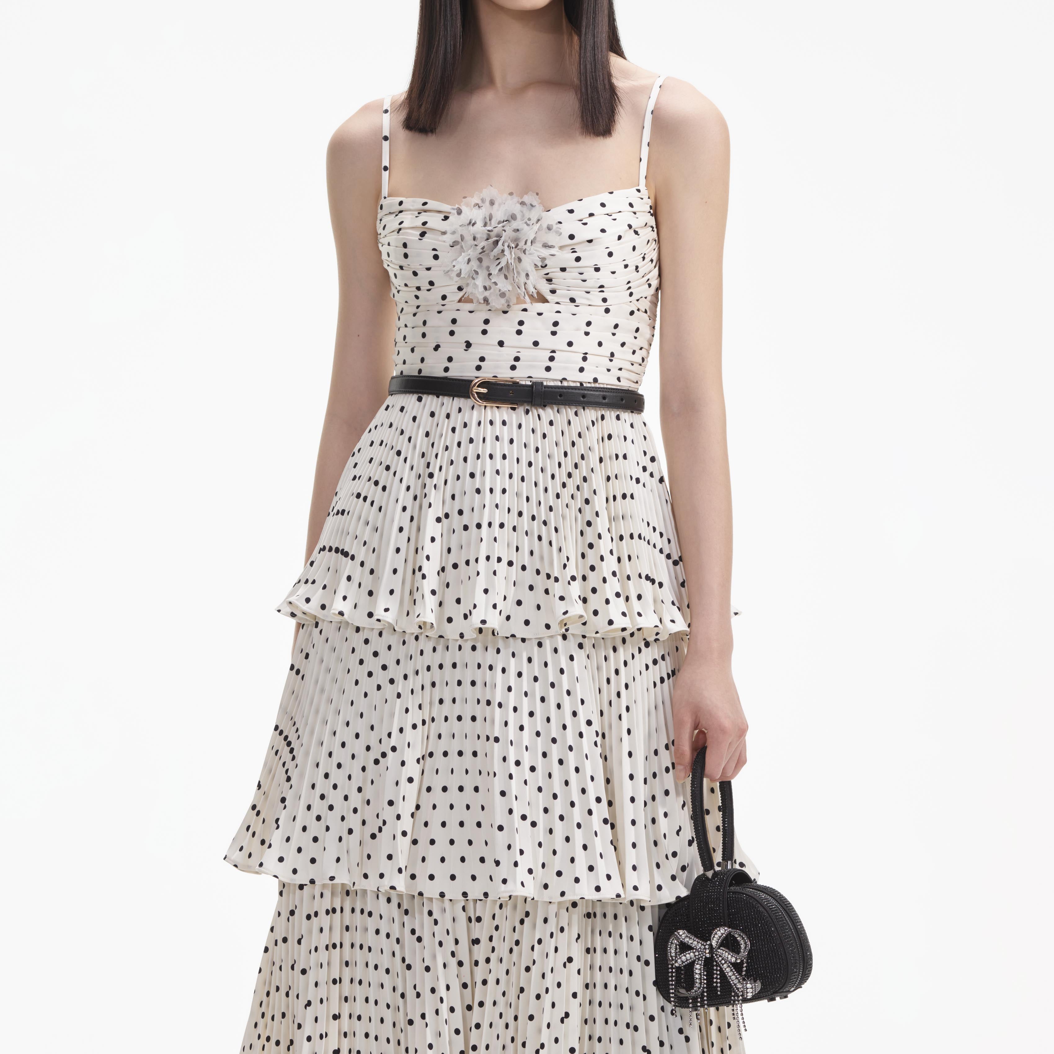 Cream and black polka dot dress best sale