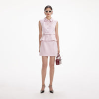 Pink Satin Tailored Mini Dress