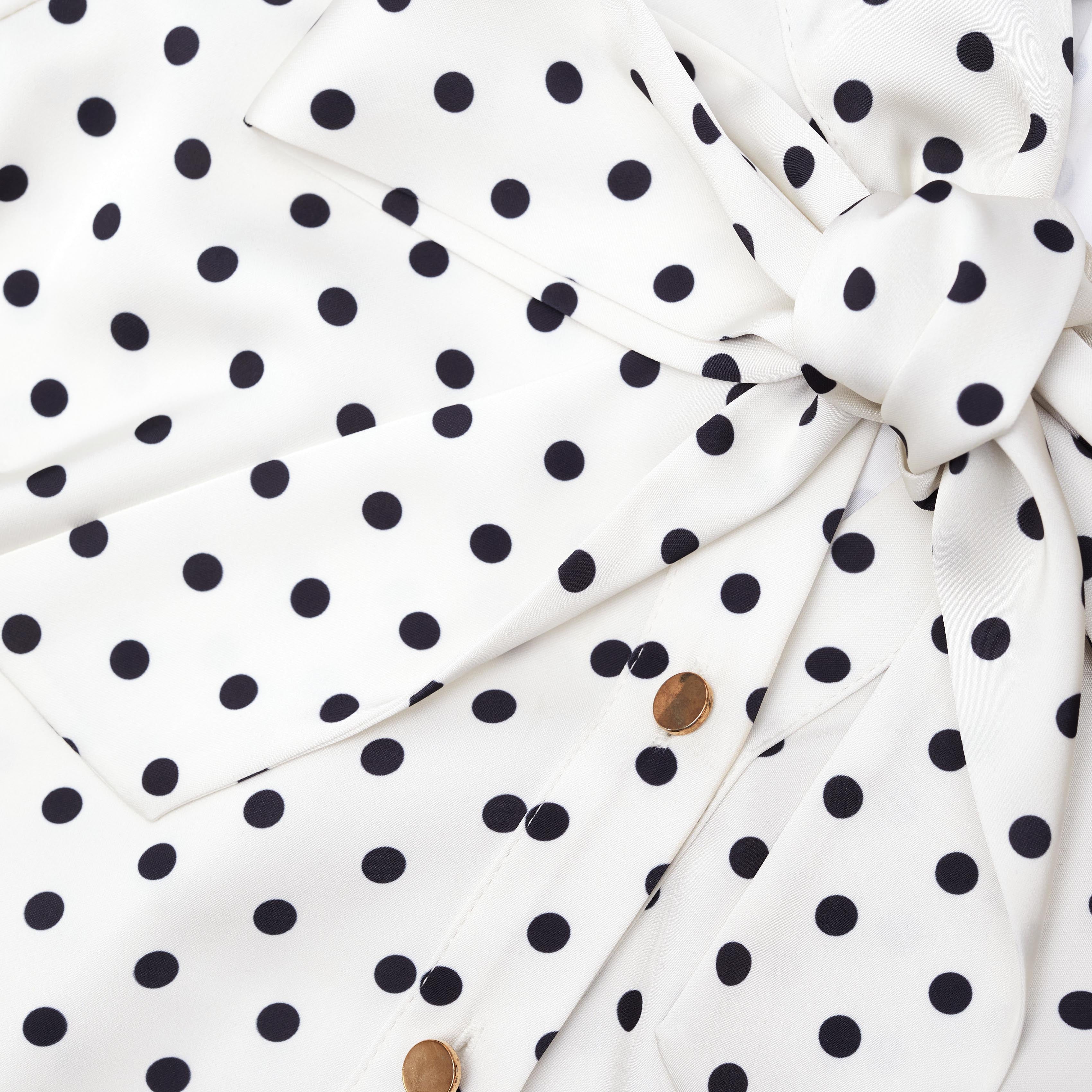Cream Polka Dot Satin Blouse