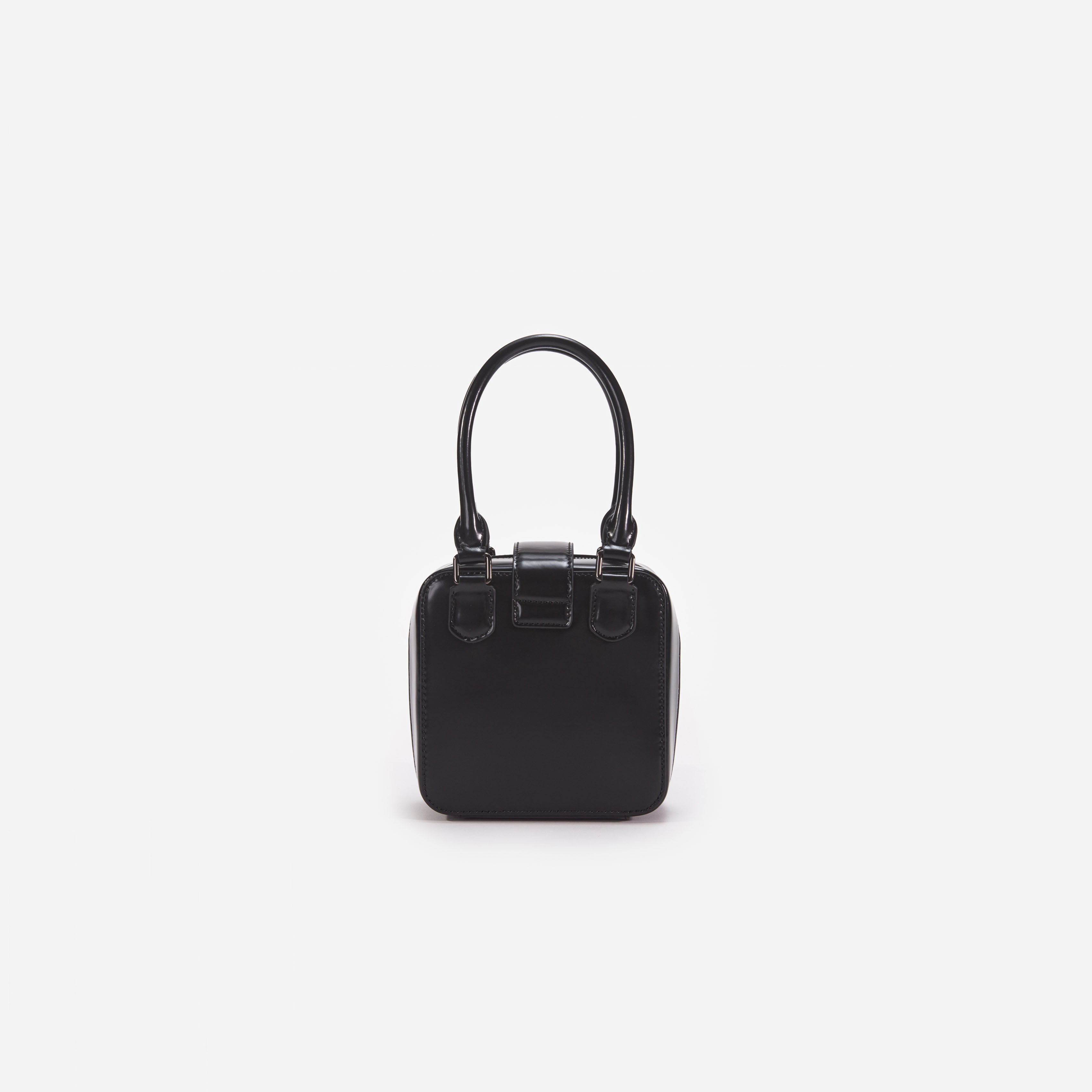 Black Leather Square Mini Tote Bag