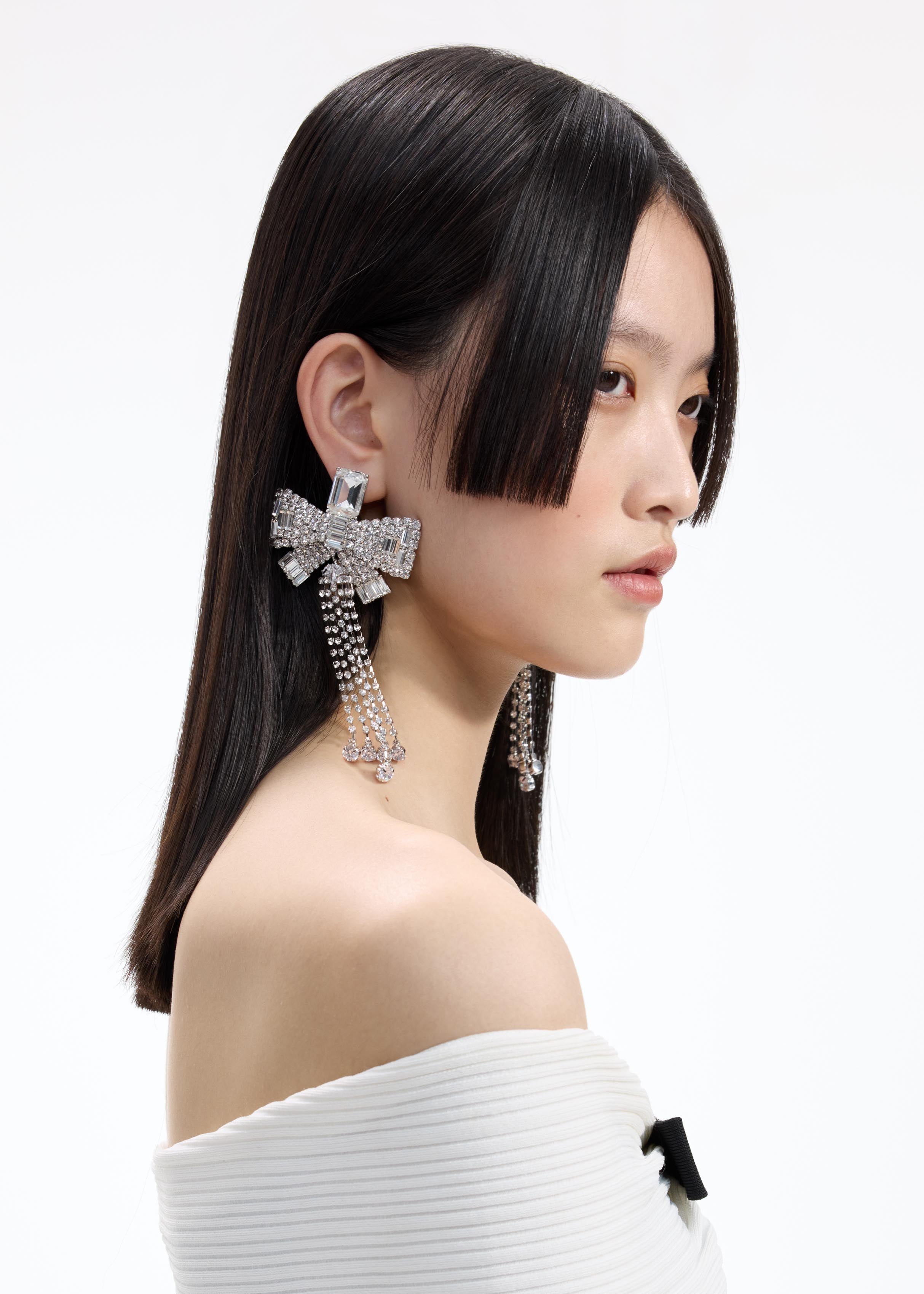 Crystal Bow Droplet Earrings