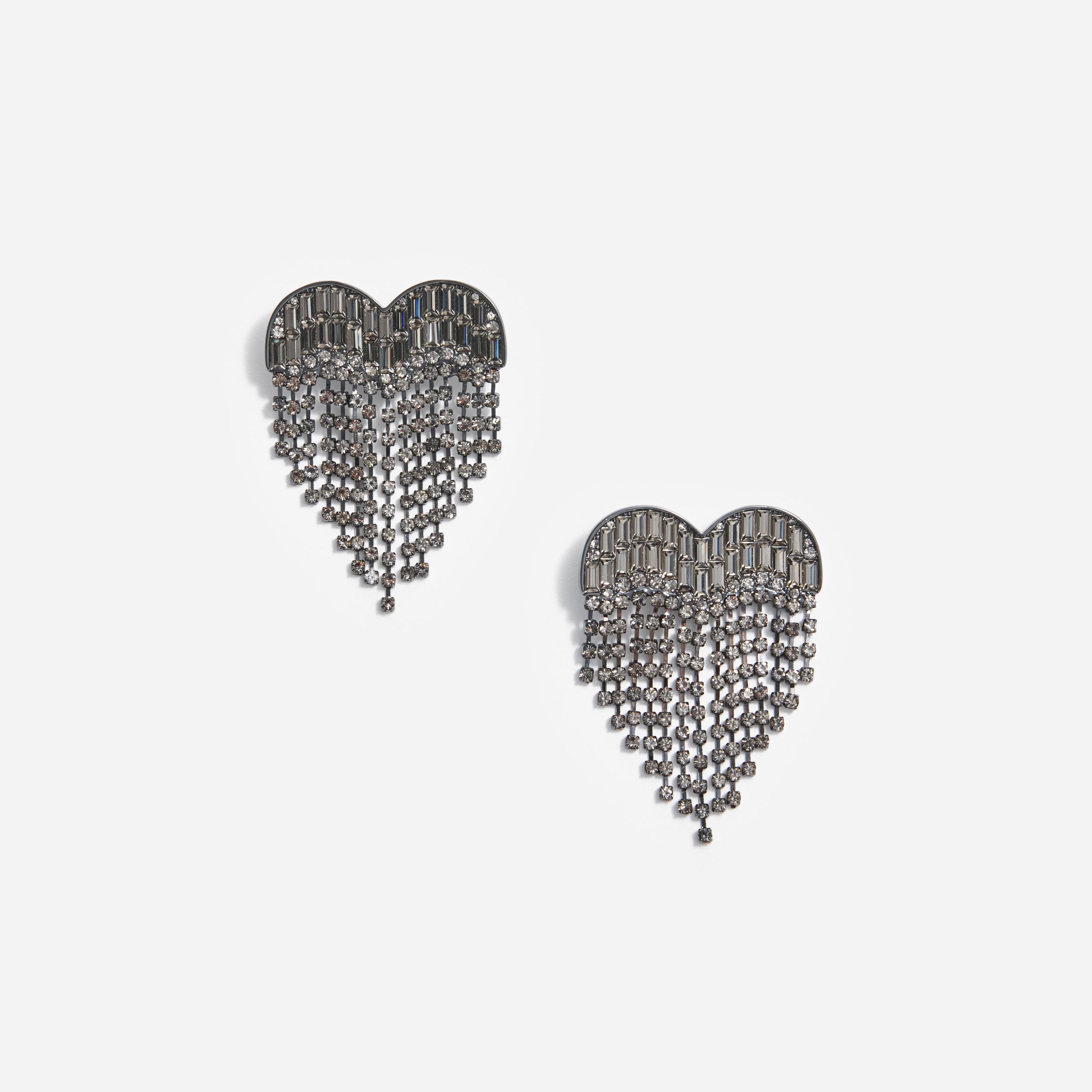 Smoke Crystal Heart Earrings