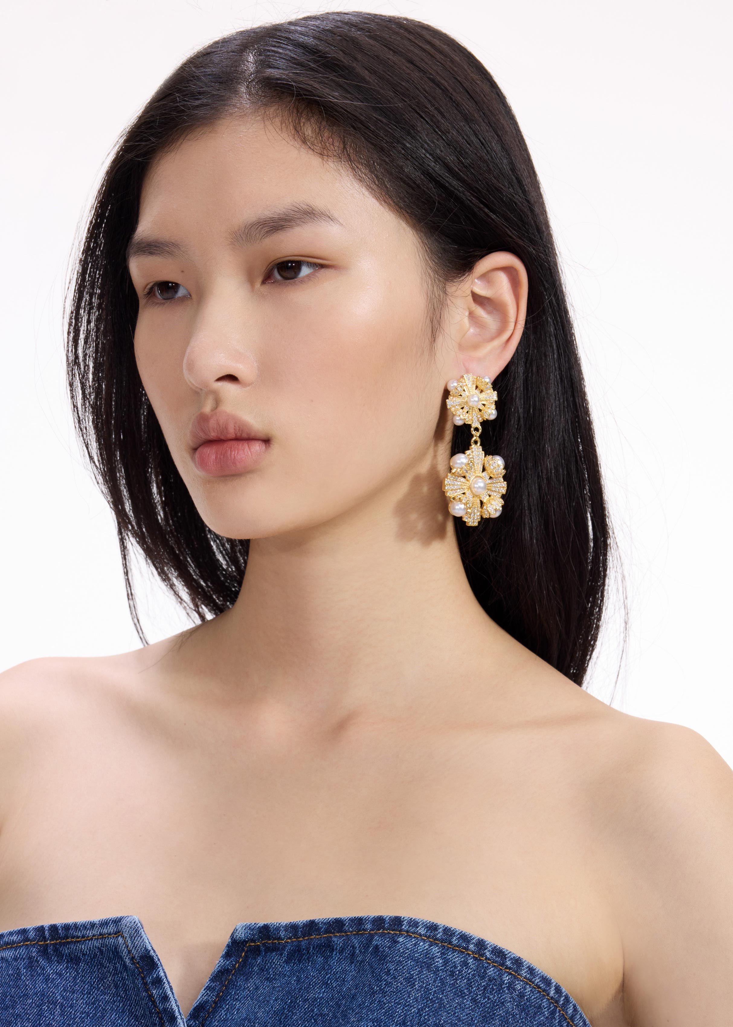 Gold Encrusted Tiered Earrings – self-portrait