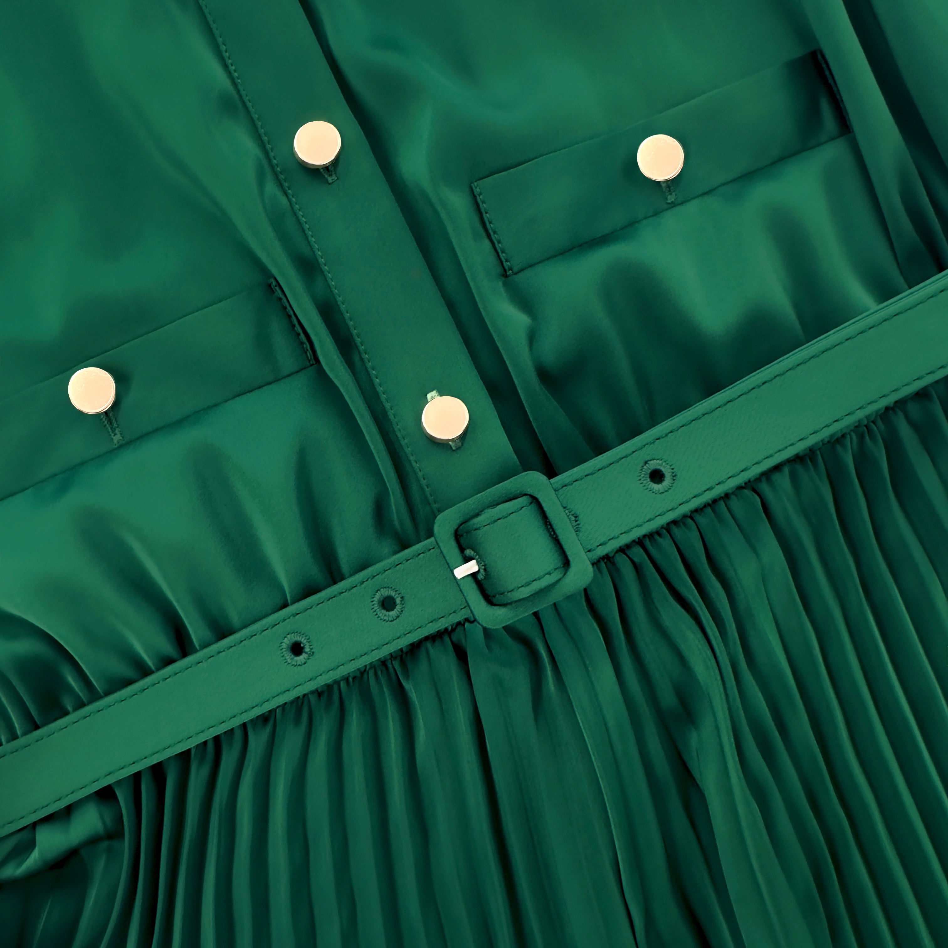 Green Satin Midi Dress