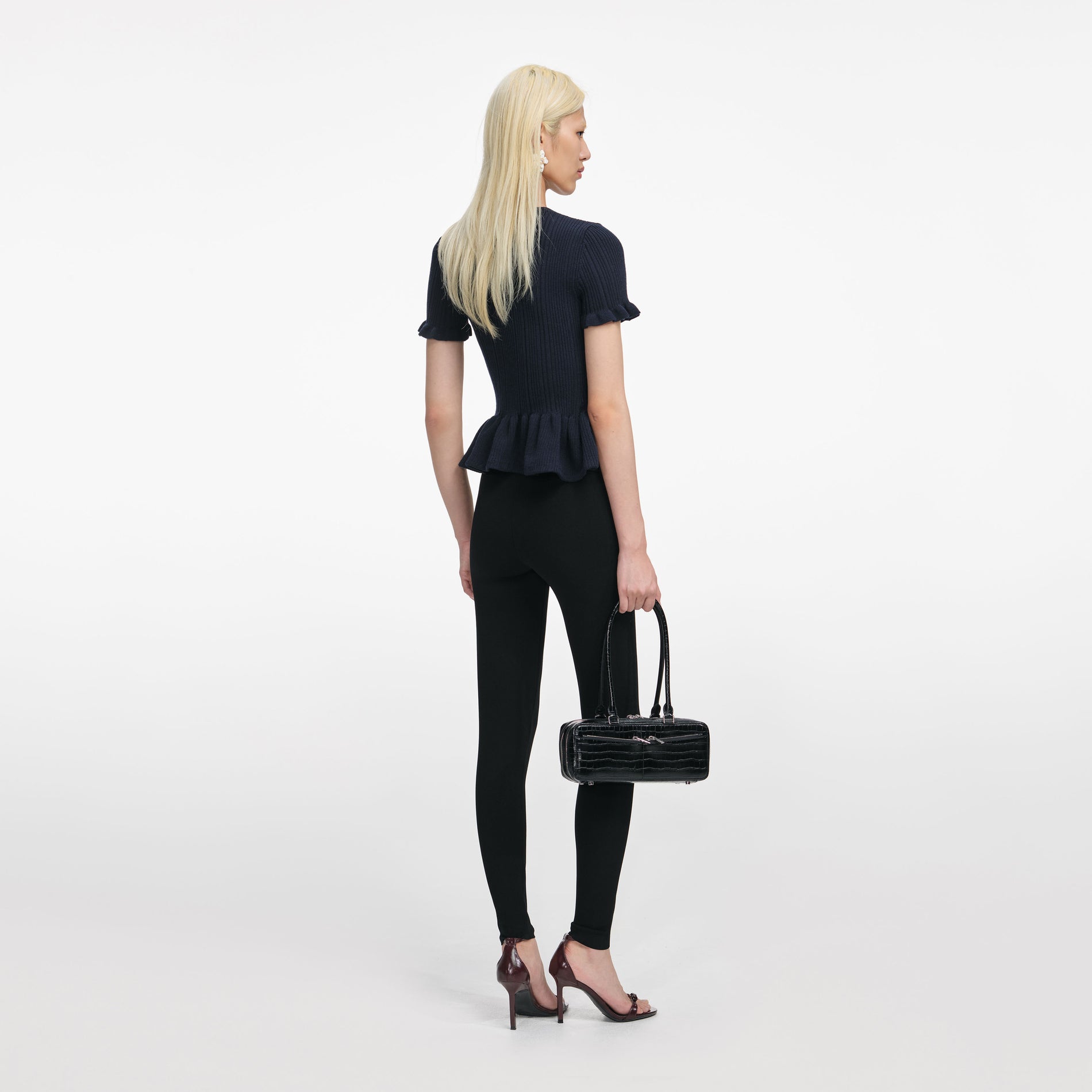 Navy Asymmetric Knit Top