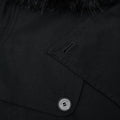 Black Twill Fur Collar Trench Coat