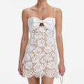 White Lace Bow Mini Dress