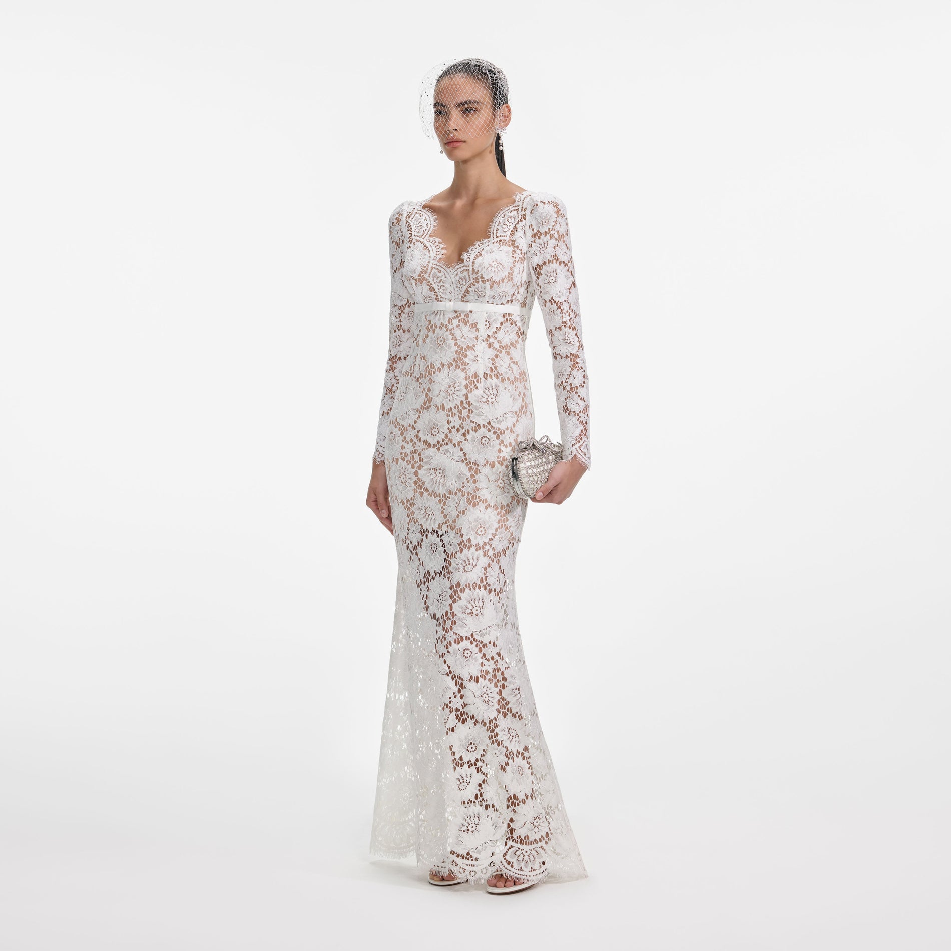 White Floral Lace Maxi Dress