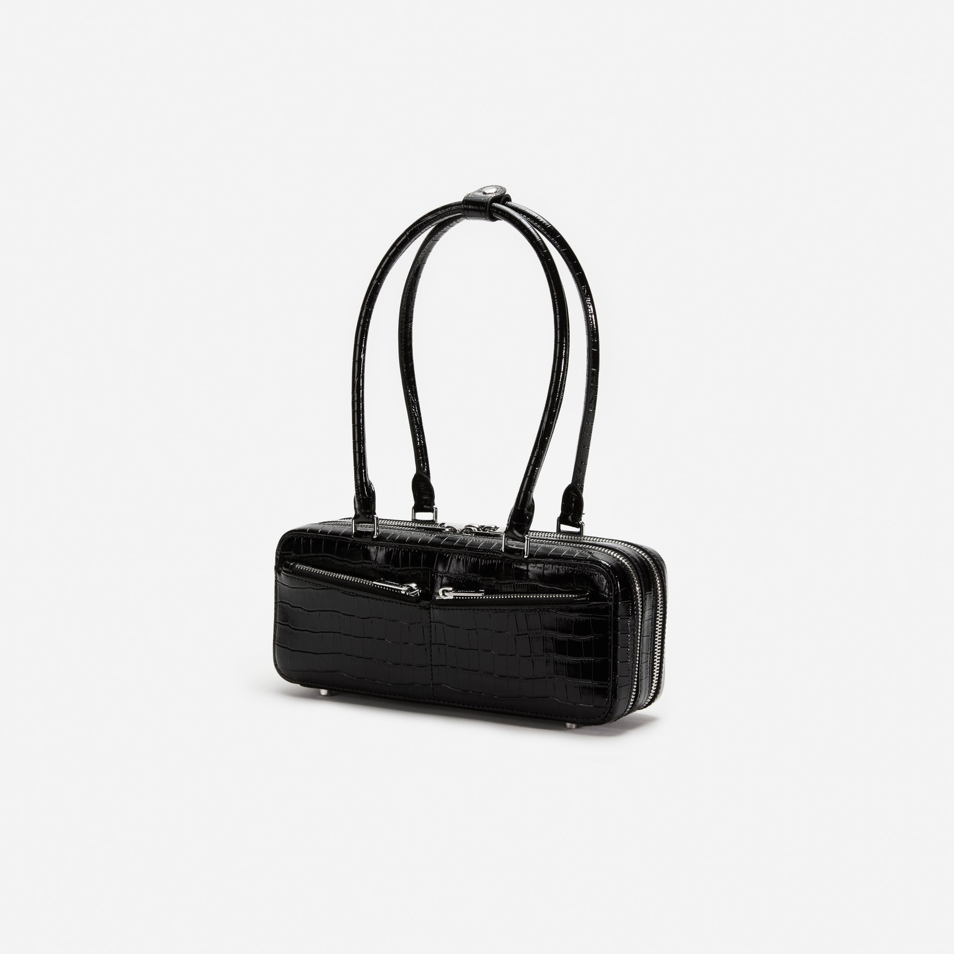 Black Croc Shoulder Bag