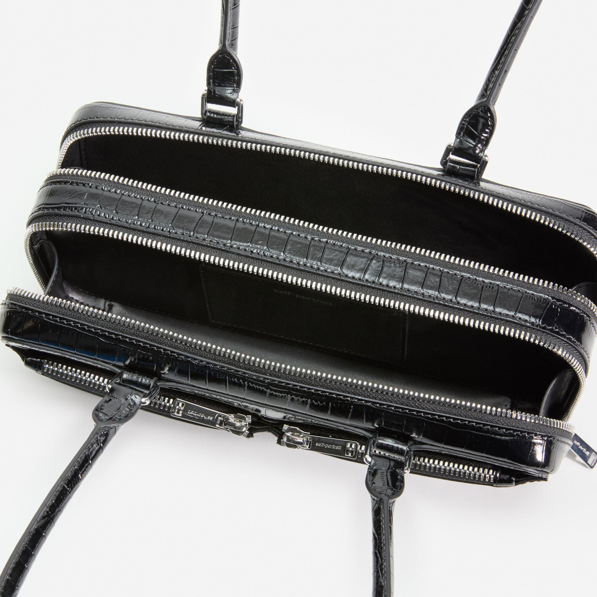 Black Croc Shoulder Bag