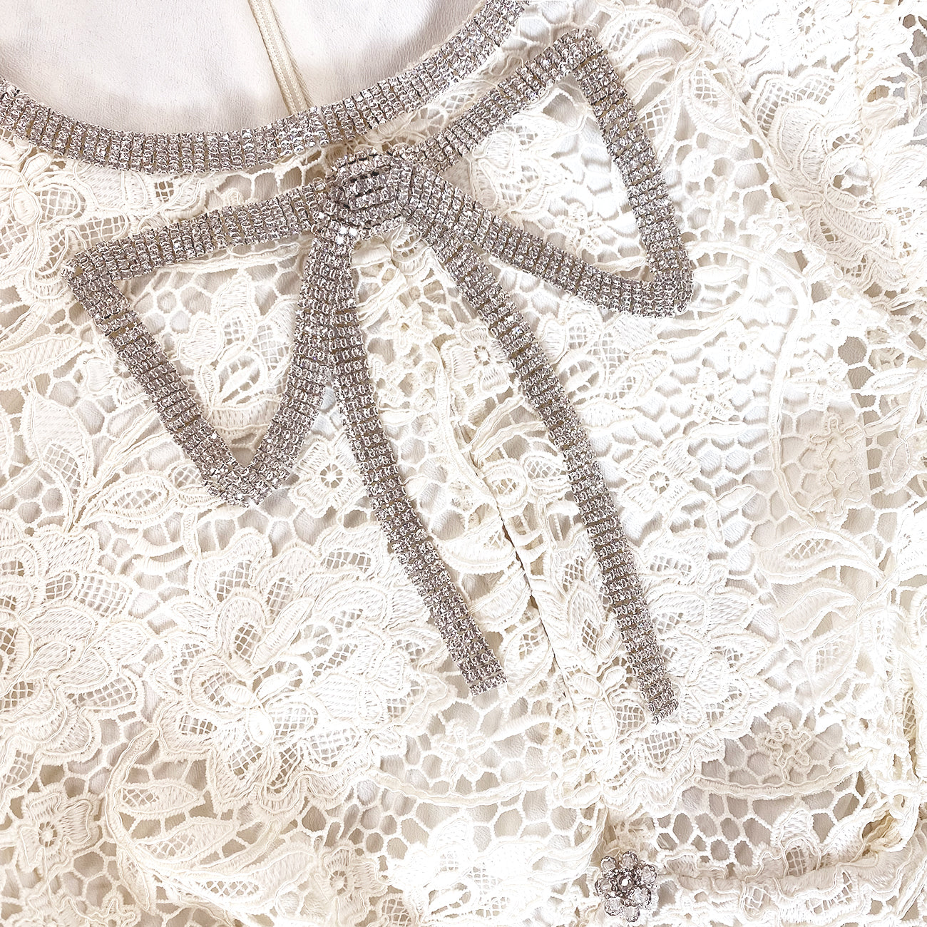 Cord Lace Bow Mini Dress