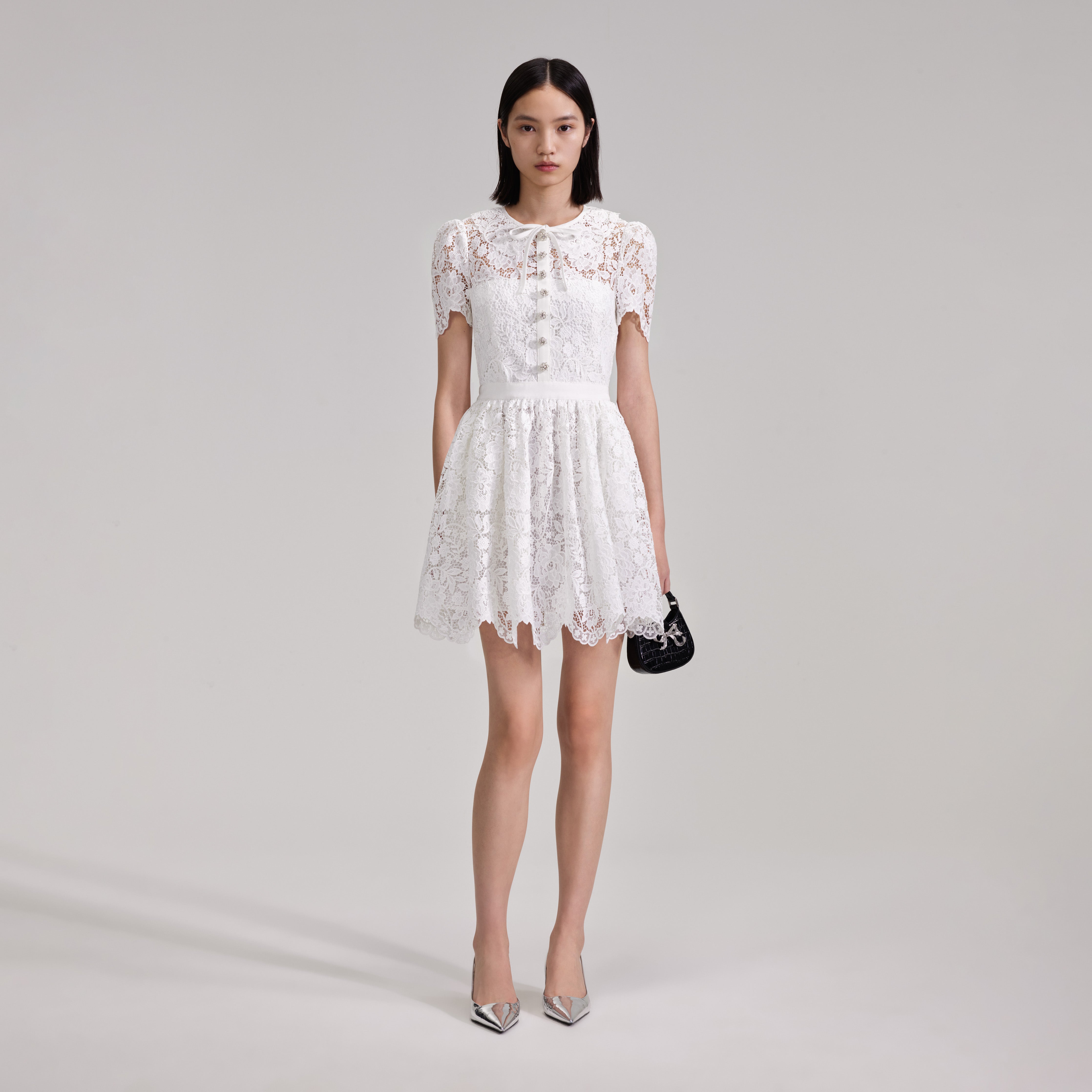 Self portrait lace mini clearance dress