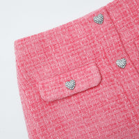 Pink Textured Woven Mini Skirt