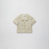 Yellow Boucle Scallop Collar Jacket