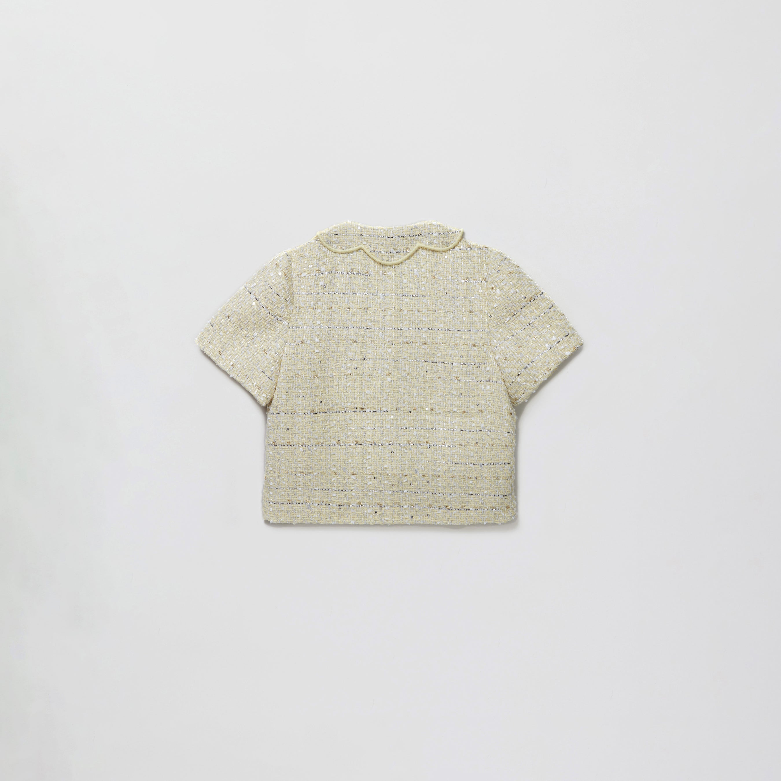 Yellow Boucle Scallop Collar Jacket