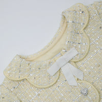 Yellow Boucle Scallop Collar Jacket