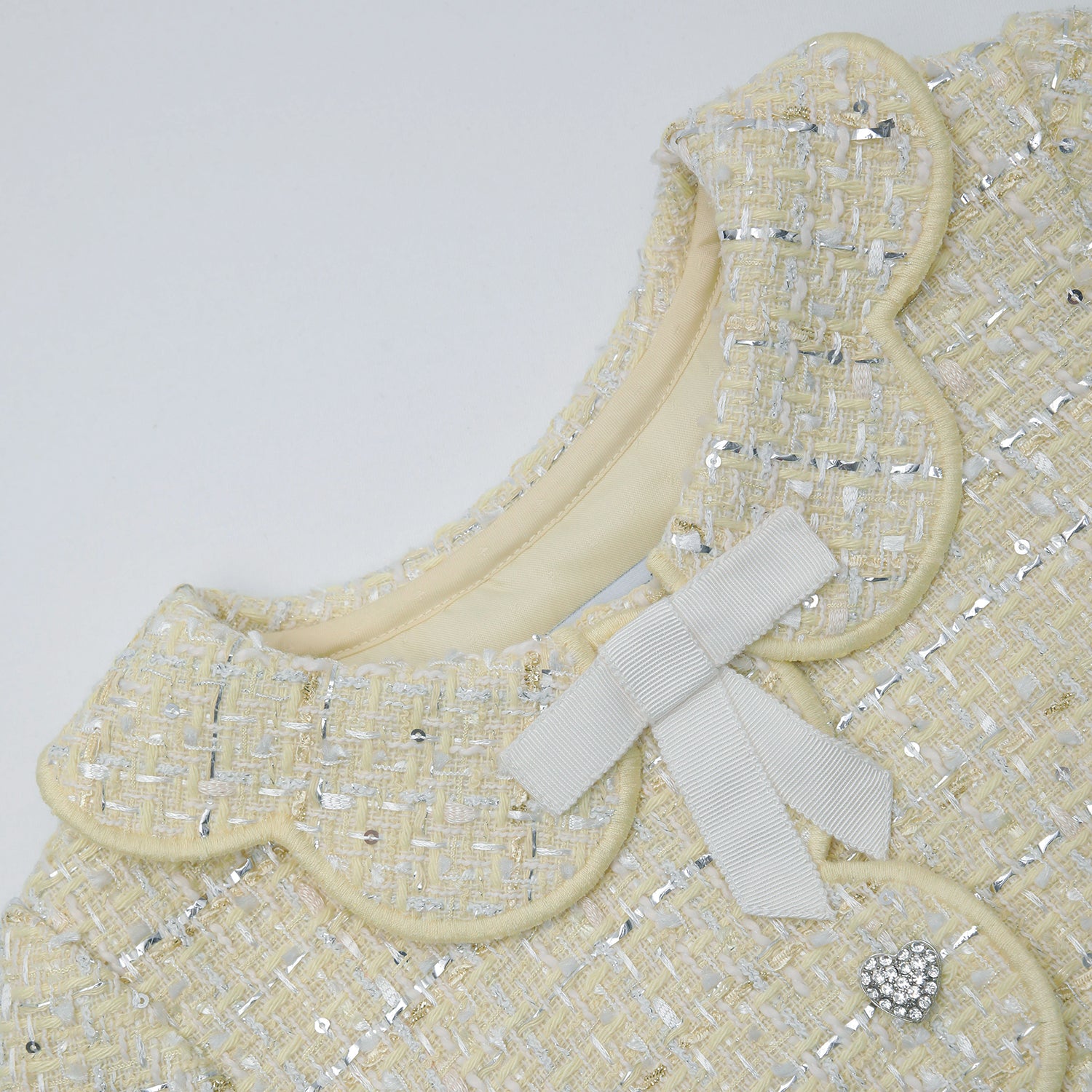 Yellow Boucle Scallop Collar Jacket