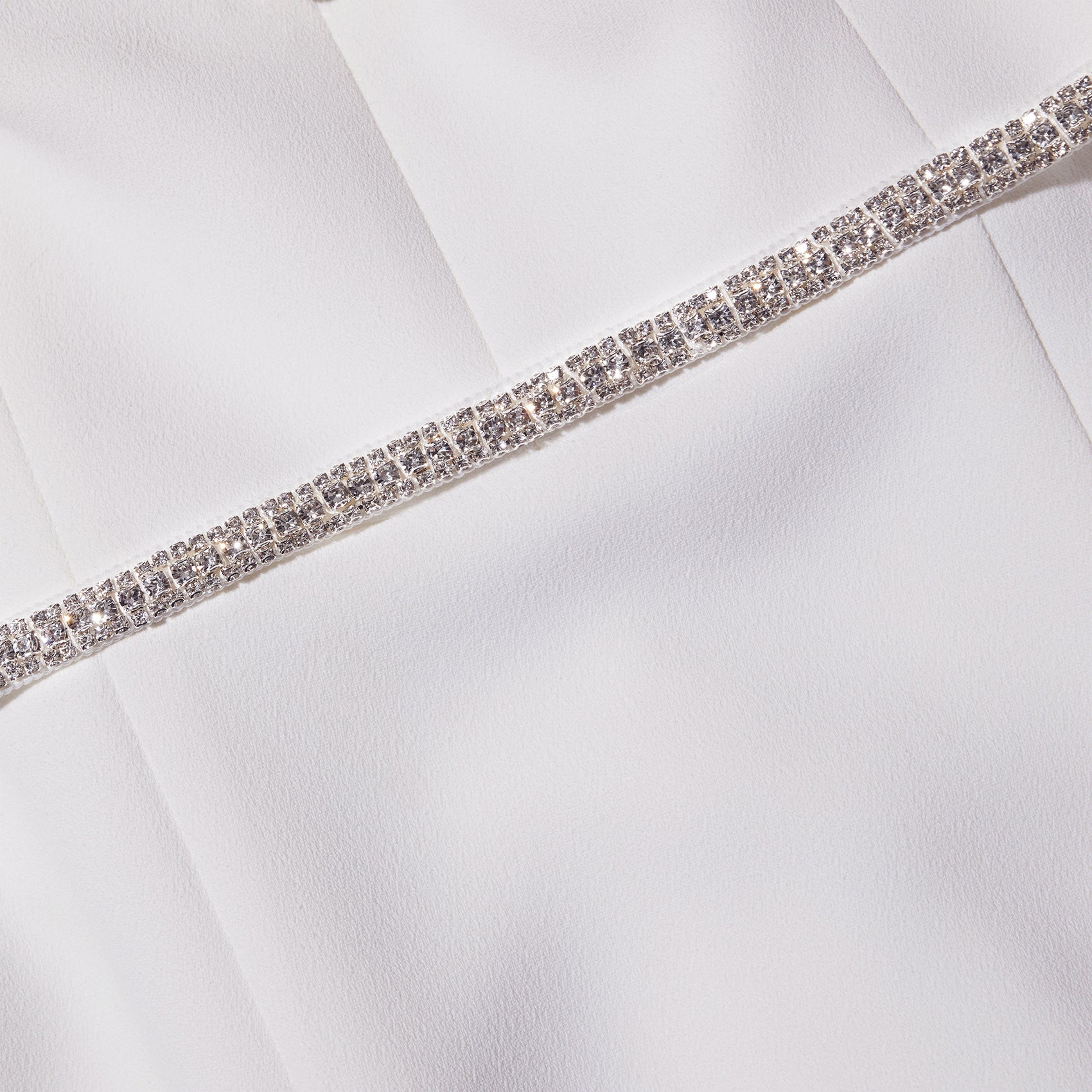 White Crepe Diamante Midi Dress