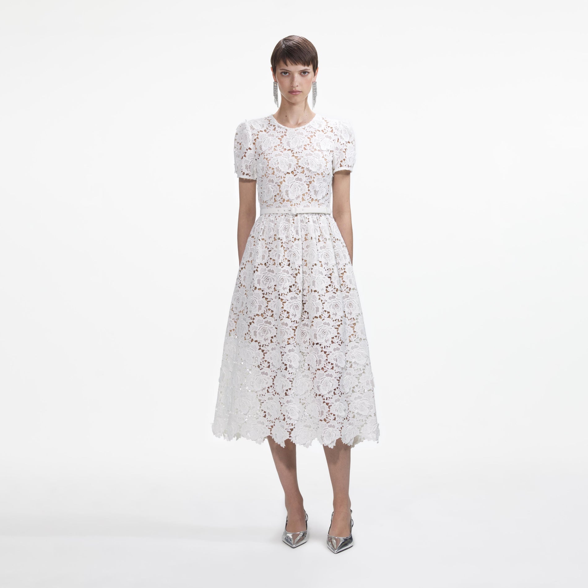 Semi-Formal White Floral Lace Dress