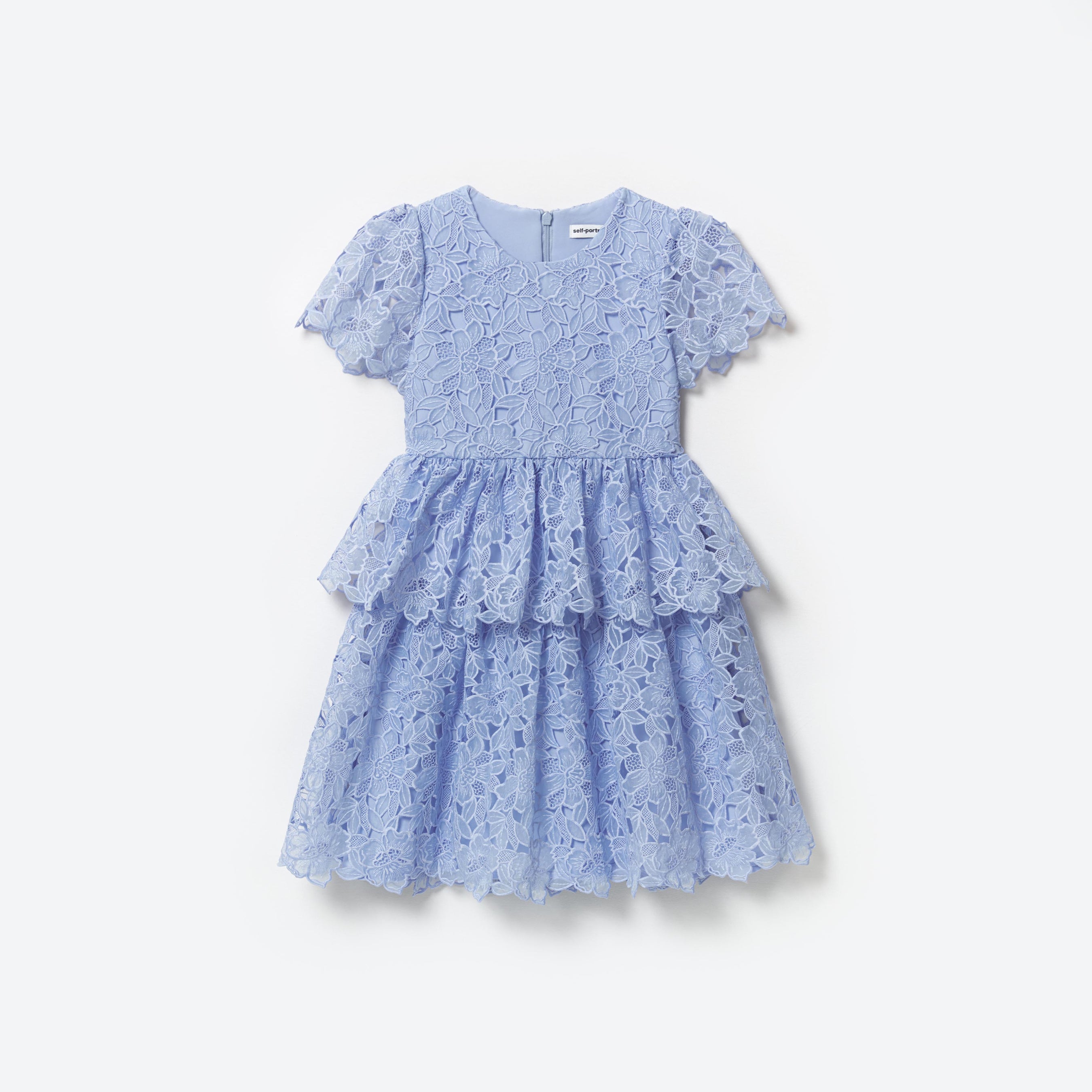 Blue Organza Lace Mini Dress