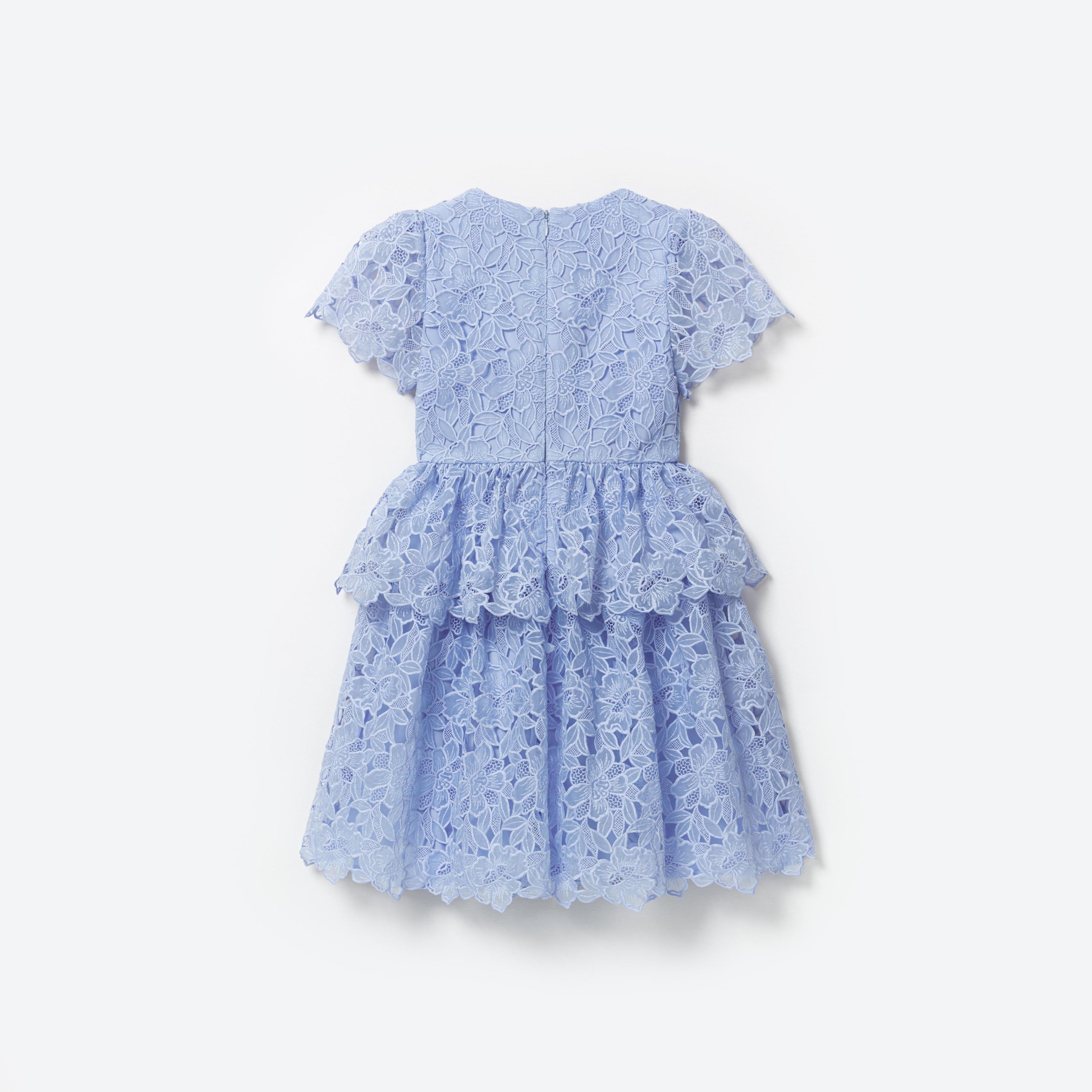 Blue Organza Lace Mini Dress