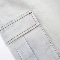 Bleach Wash Denim Cargo Jeans