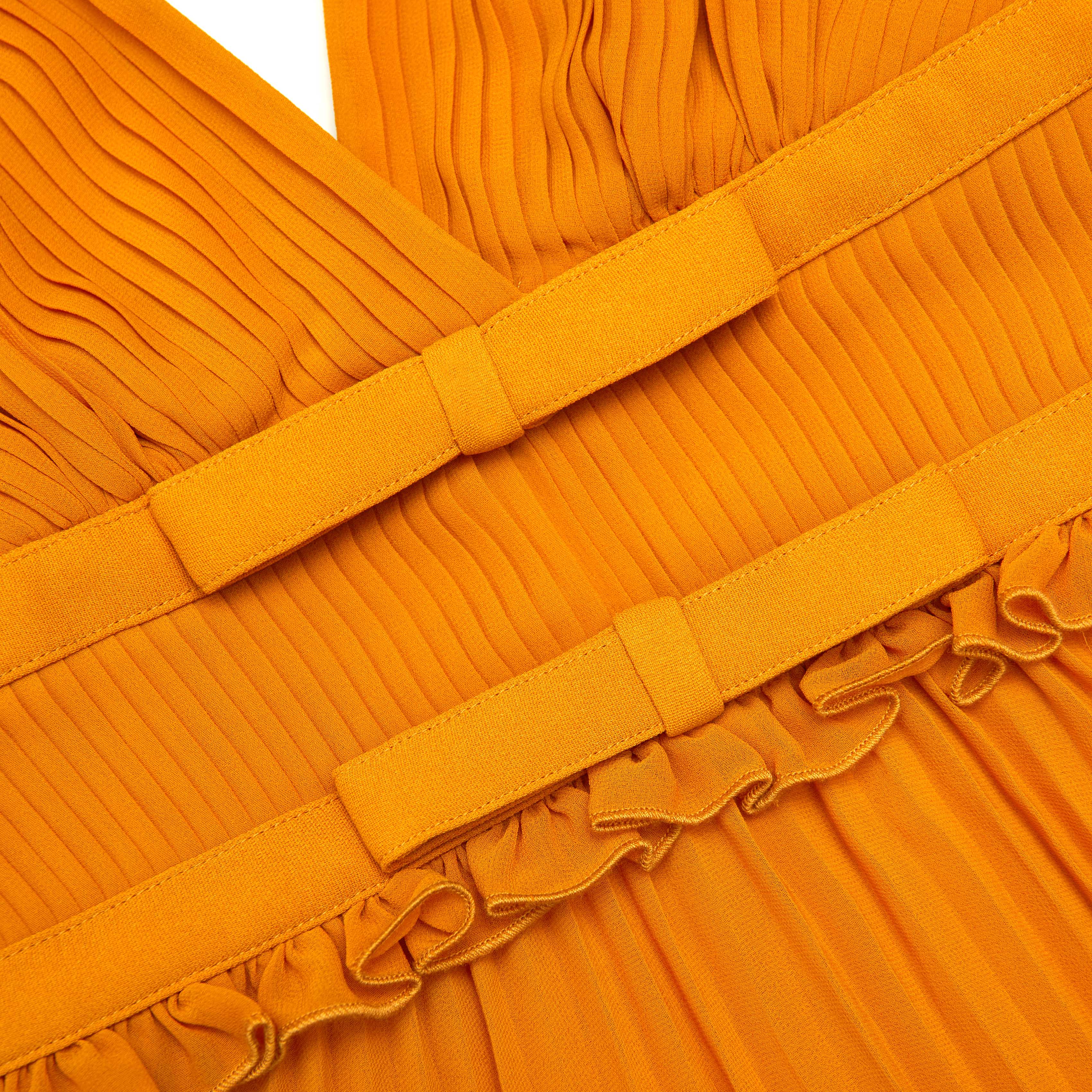 Burnt Orange Chiffon Midi Dress