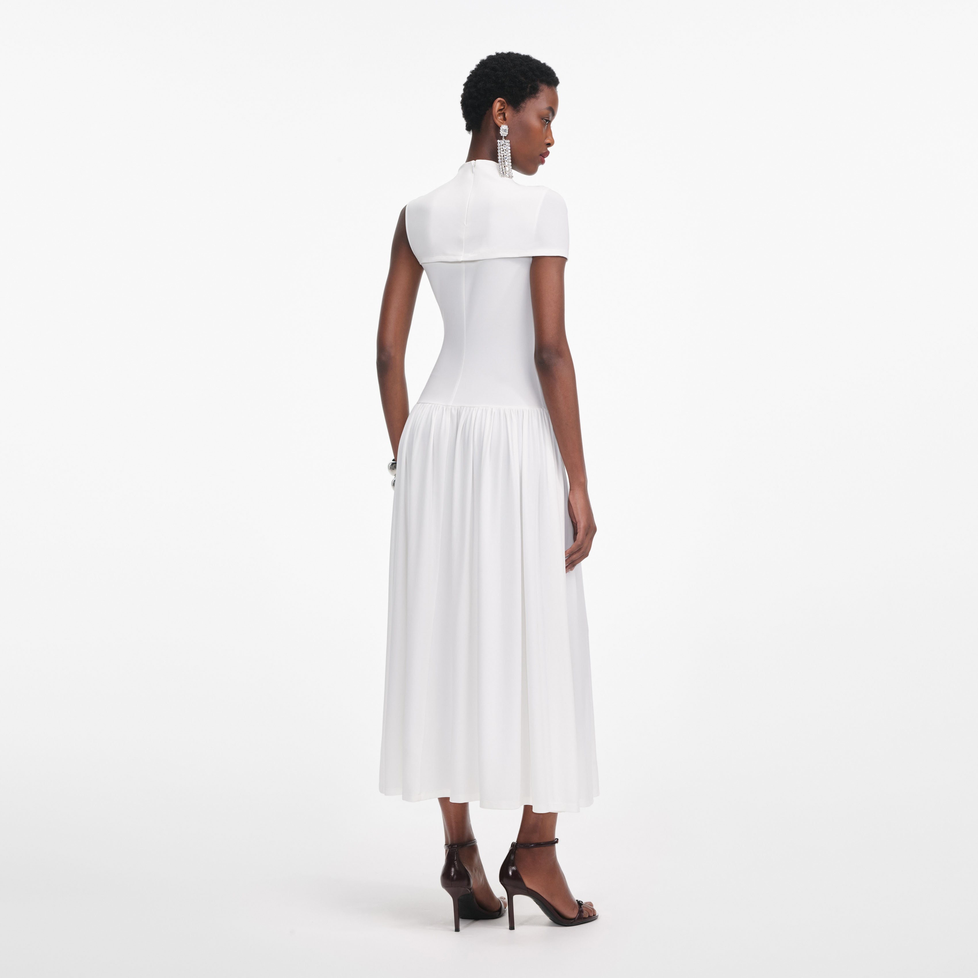 White Jersey Cut Out Midi Dress