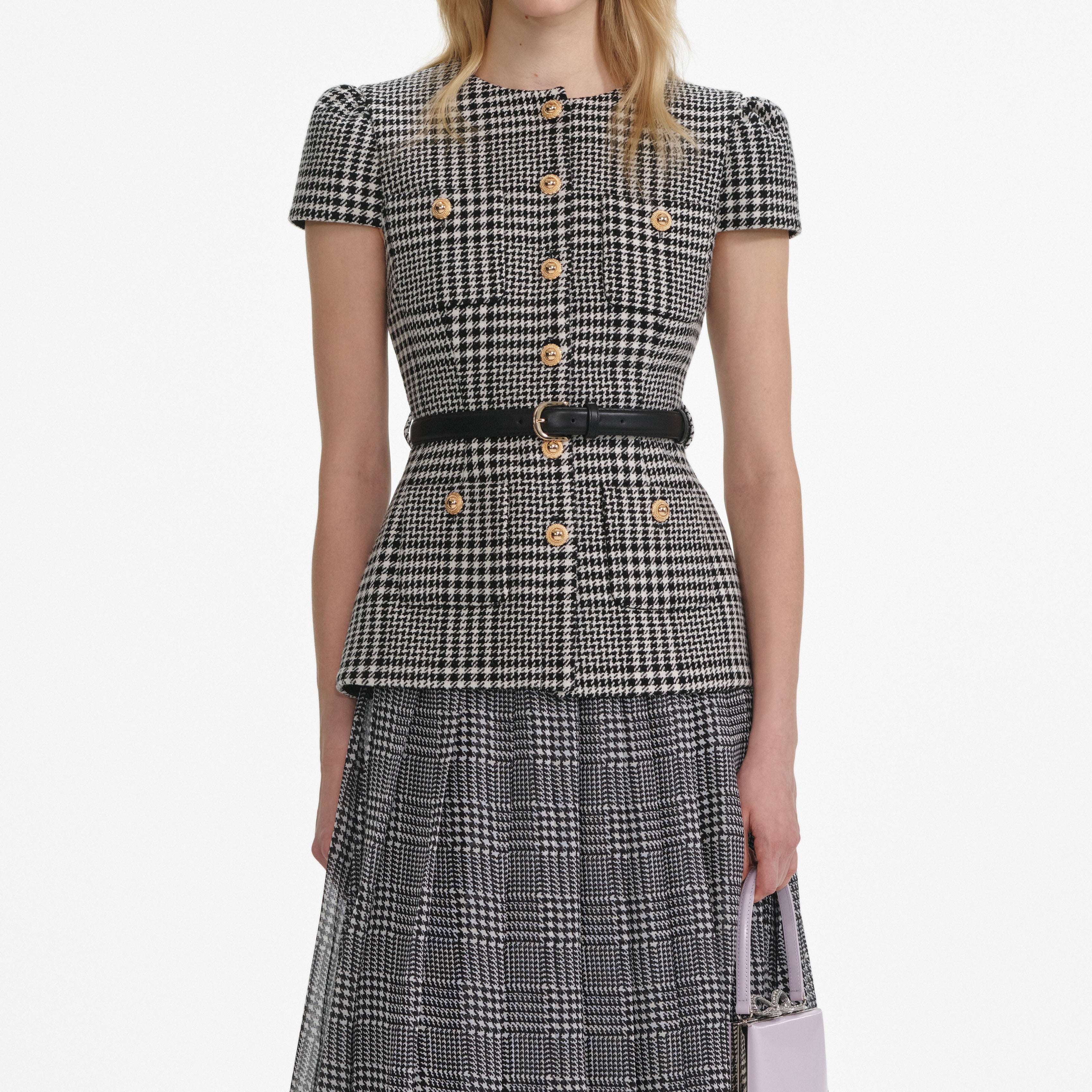 Houndstooth Tailored Midi Dress