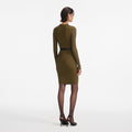 Khaki Cut Out Rib Knit Mini Dress
