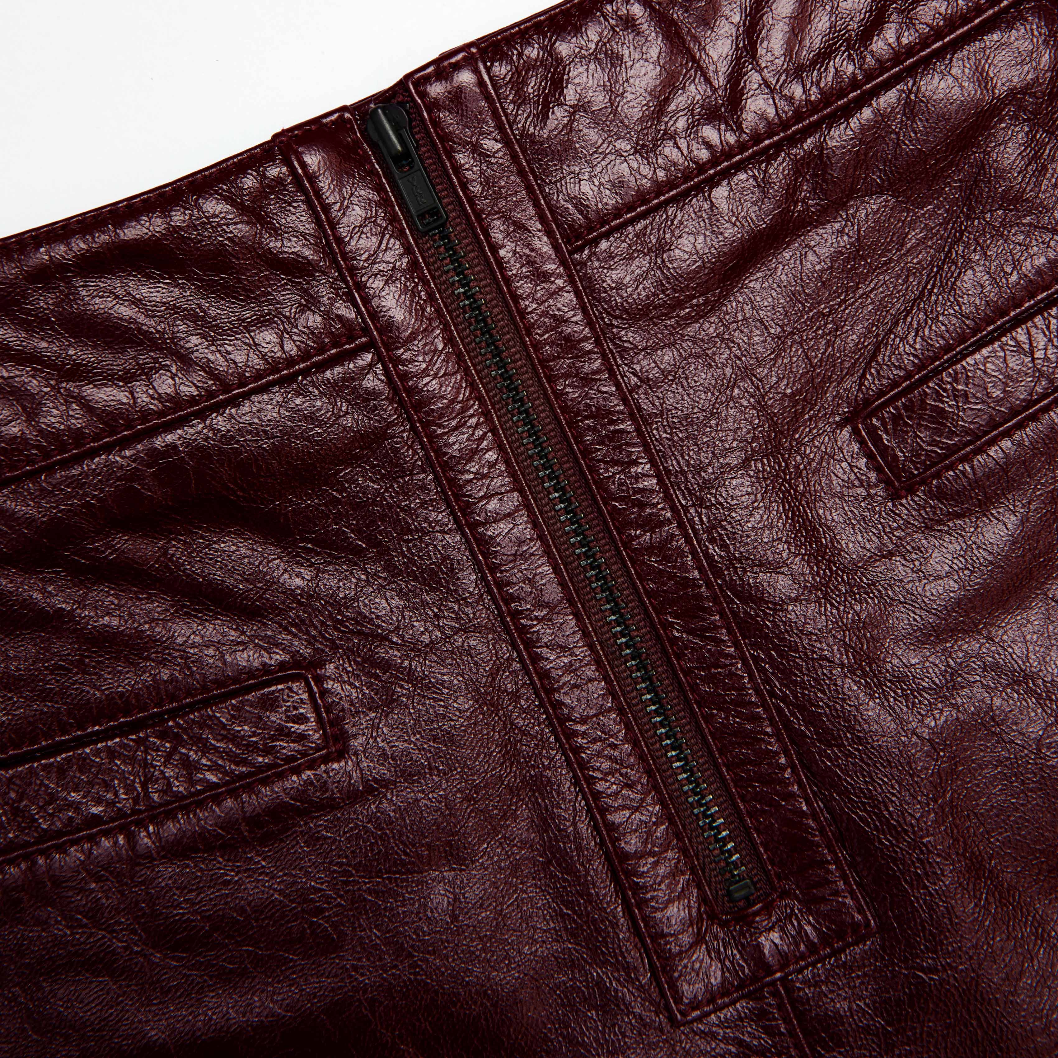 Burgundy Leather Shorts