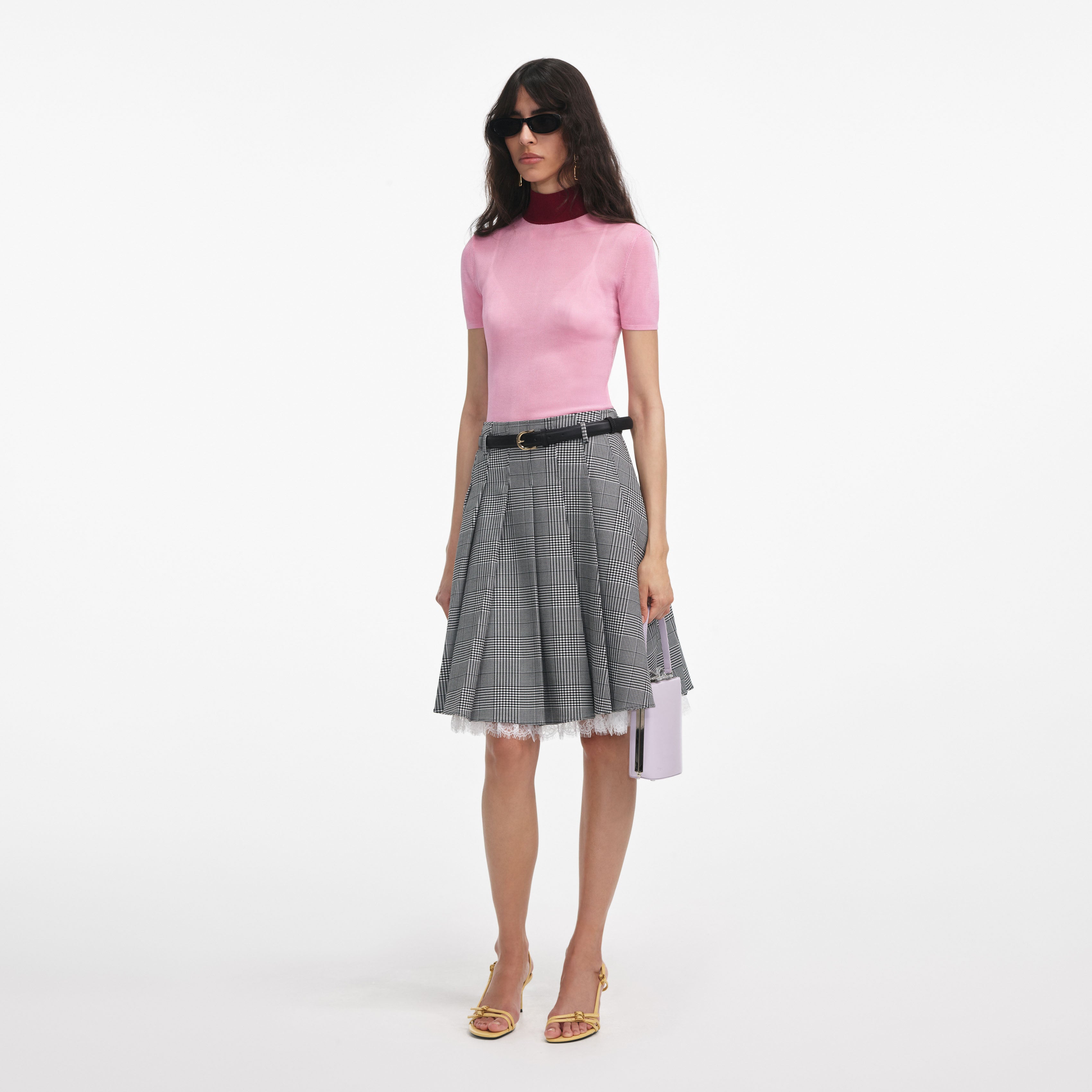 Pink Viscose Knit Short Sleeve Top