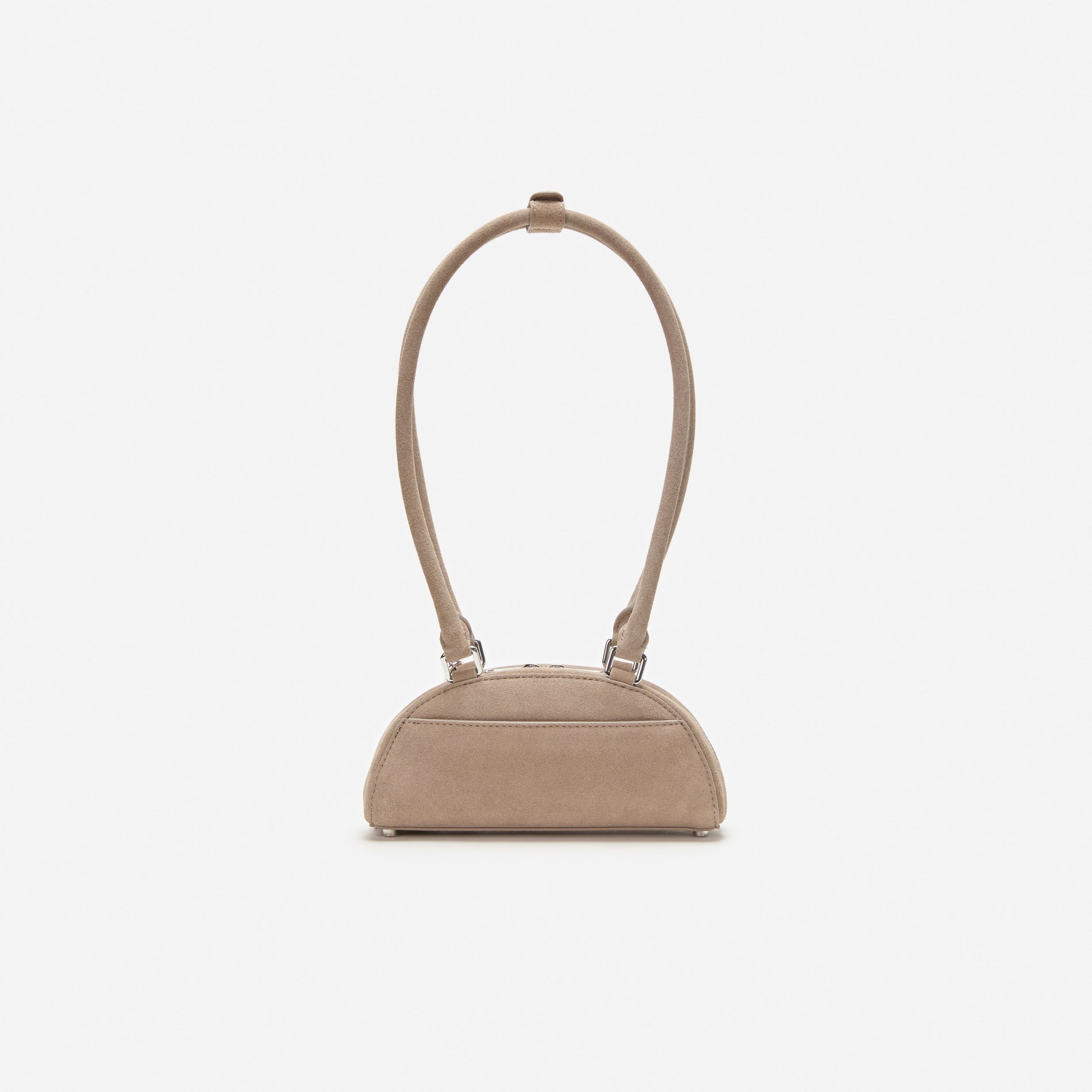 Grey Suede Mini Shoulder Bag With Charm