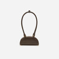 Brown Leather Mini Shoulder Bag With Charm