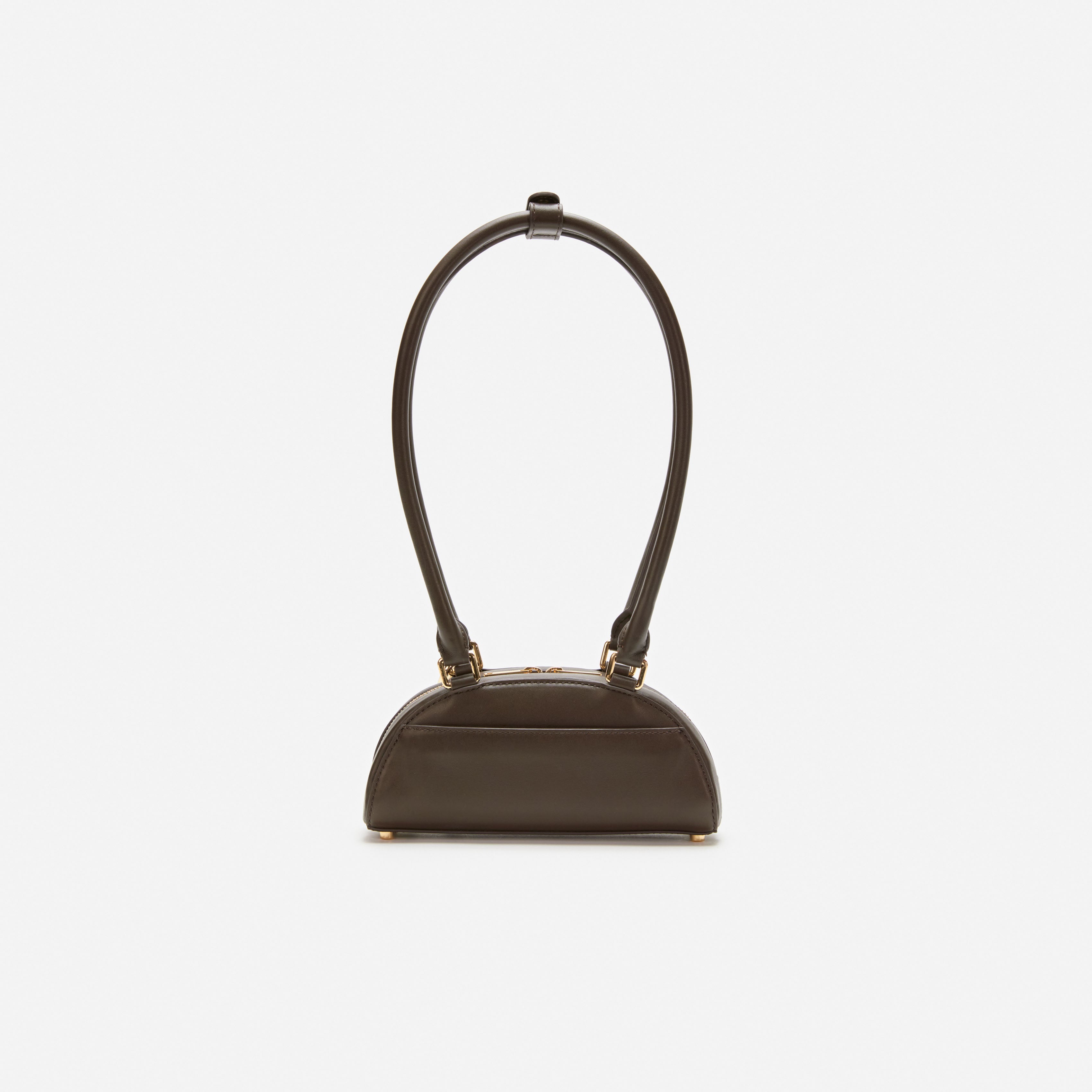 Brown Leather Mini Shoulder Bag With Charm
