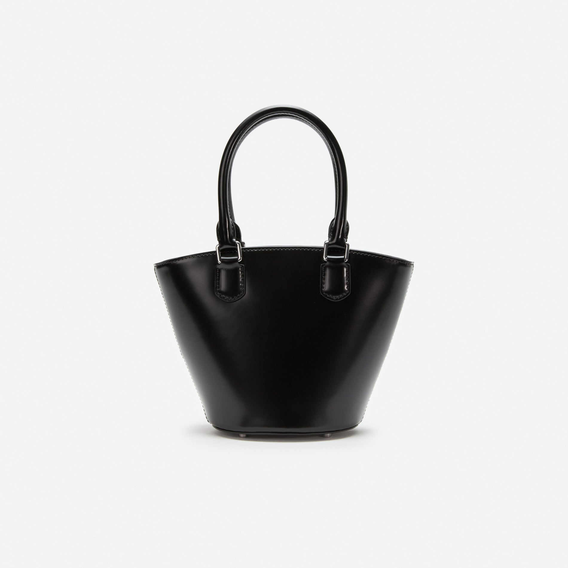 Black Leather Charm Tote Bag
