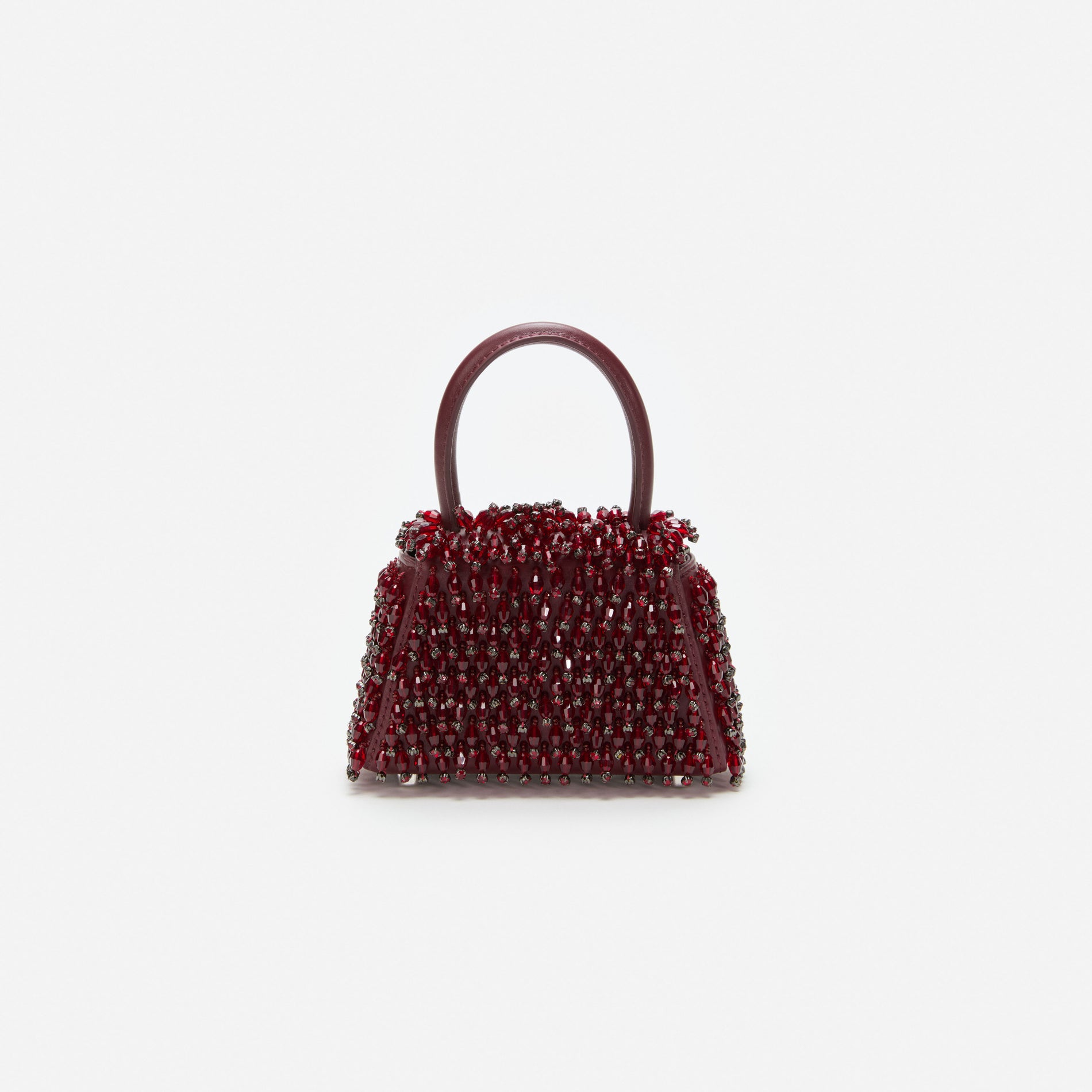 Burgundy Embellished Micro Bow Bag