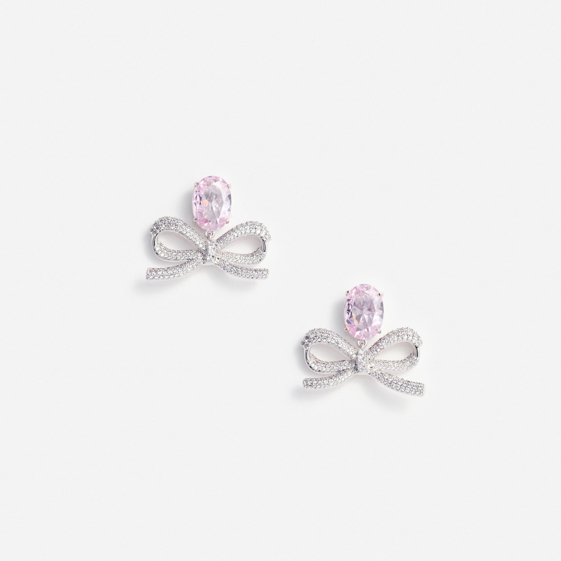 Pink Crystal Bow Earrings