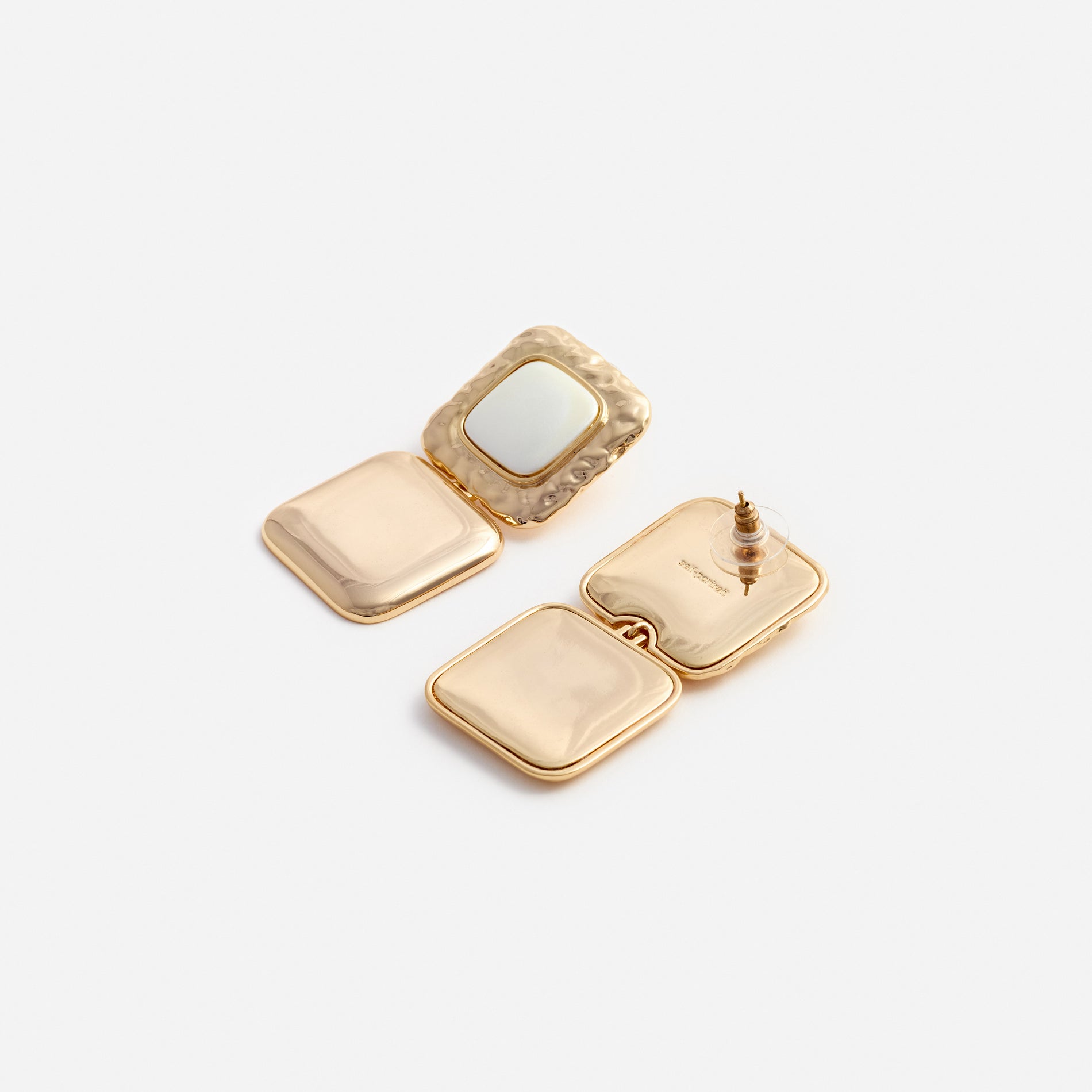 Mottled Gold Pearl Tiered Earrings