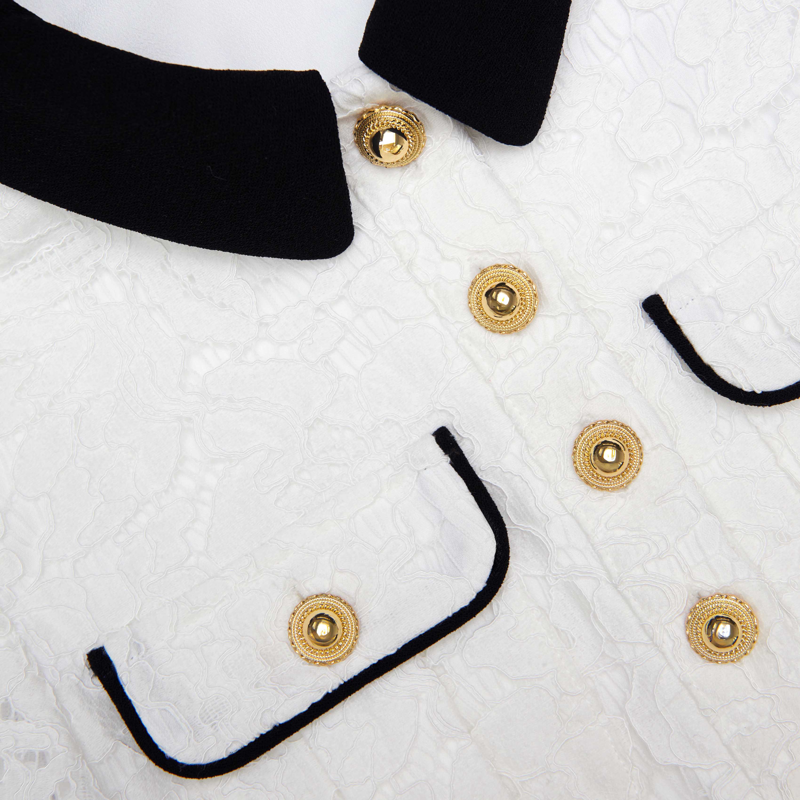 White Lace Contrast Collar Dress