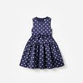 Navy Taffeta Polka Dot Dress